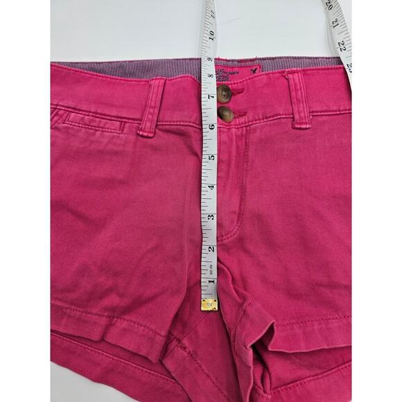2 Pair American Eagle Women's Size 6 Teal and Pink Cuffed Stretch Shorts - Picture 11 of 15
